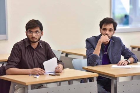 NU-Q students Zain Minhas and Erzum Naqvi at first QUDL 2016 [QatarDebate]