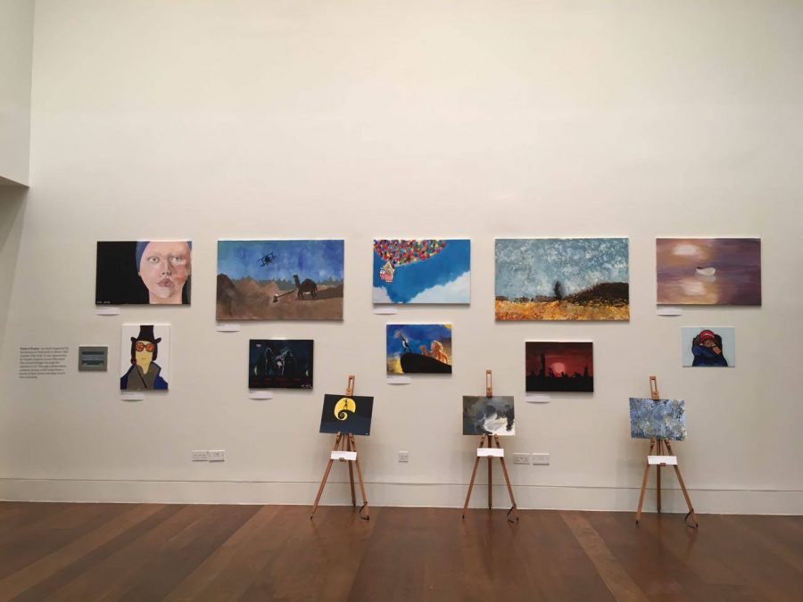 Artwork from Paint-A-Frame-Night displayed at HBKU Student Center [NAFC]