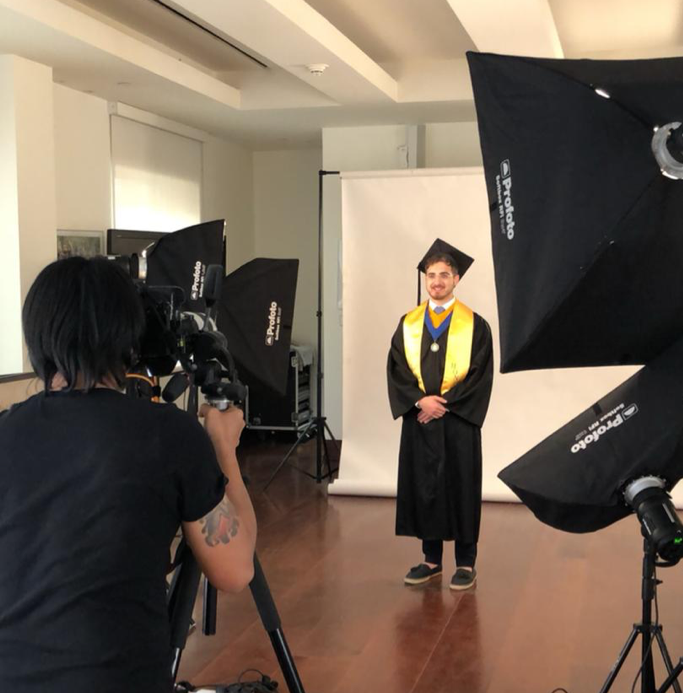 Khatib taking his graduation photographs. Photo provided by Khatib.